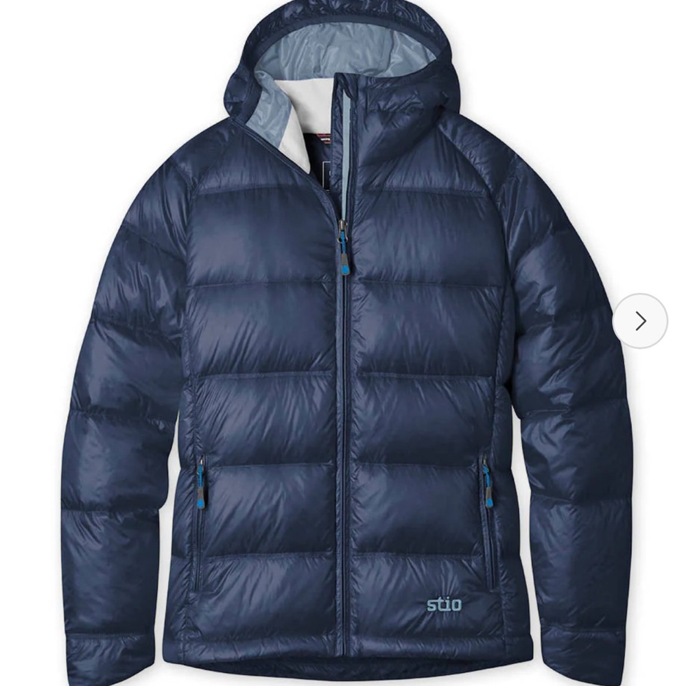 NWOT Stio Women’s Hometown Down Hooded Jacket size M (color “Mountain Shadow”)